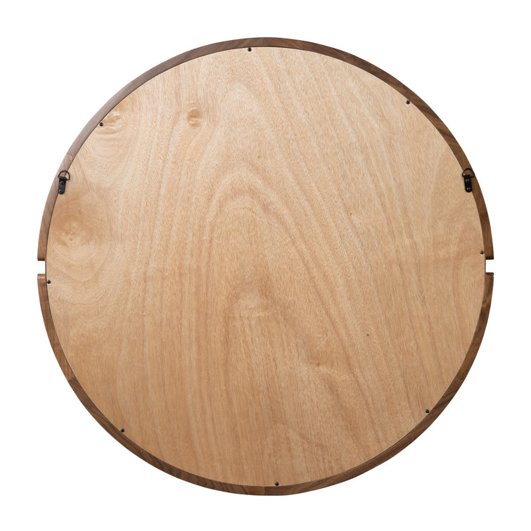 Jacobsen Walnut Wood Round Wall Mirror