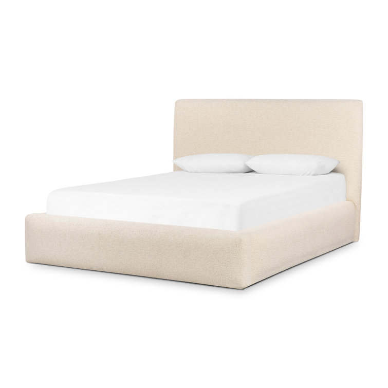 Lisbon Cream King Upholstered Bed with Headboard and Drawer