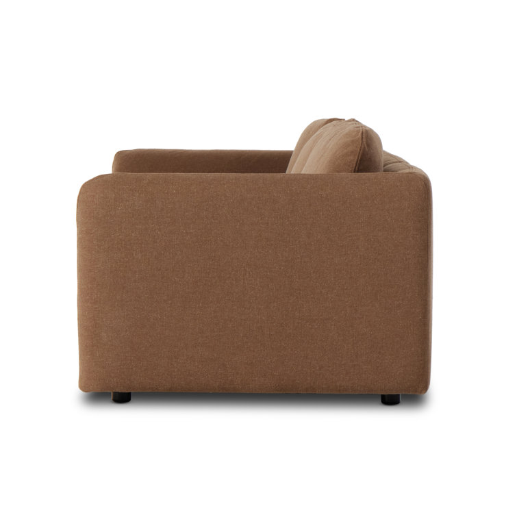 Brown Fabric Three-Piece Sectional Sofa with Ottoman