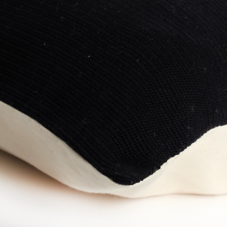 Merido Black and Beige Handwoven Cotton Square Throw Pillow