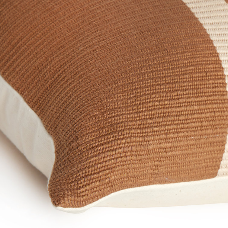 Handwoven Black and Cream Striped Cotton Lumbar Pillow