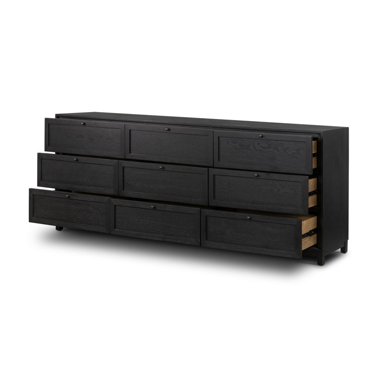 Millie Matte Black Oak 9-Drawer Dresser with Soft Close