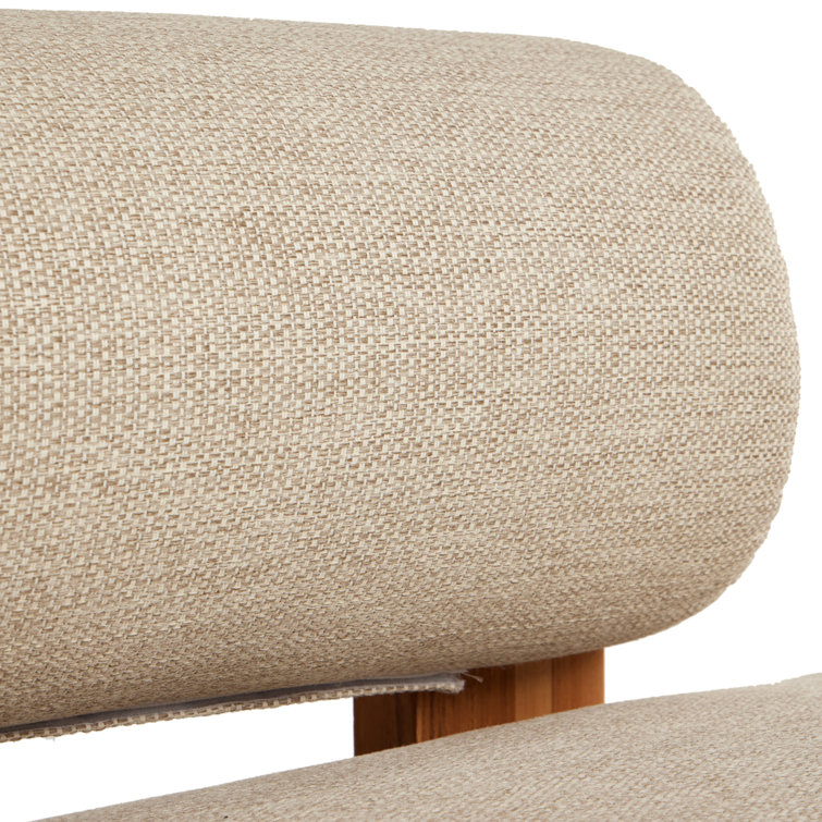 Faye Sand and Teak Outdoor Chaise Lounge with Arms