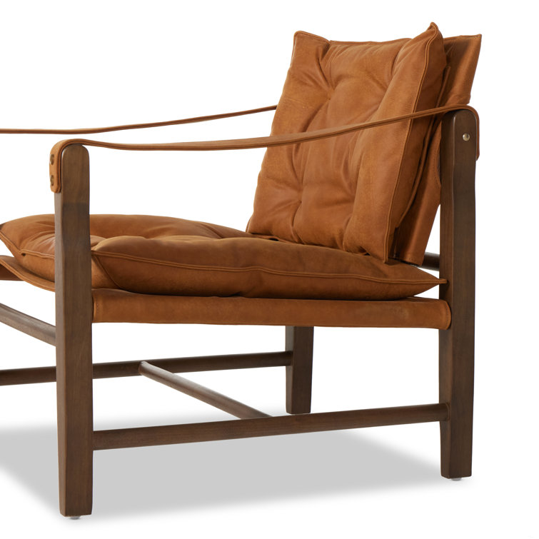 Kennison Cognac Leather Sling Accent Chair