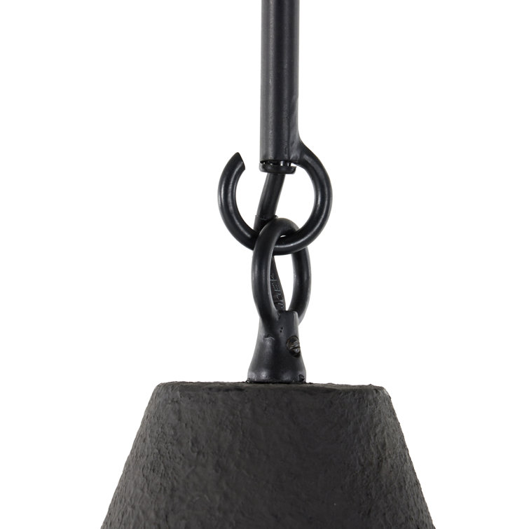 Matte Black 12" Pendant Light with Antiqued Iron Finish