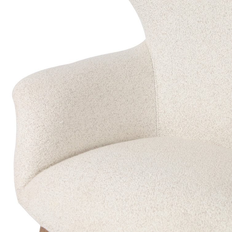 Neutral Polyester Blend Wingback Chair with Round Arms