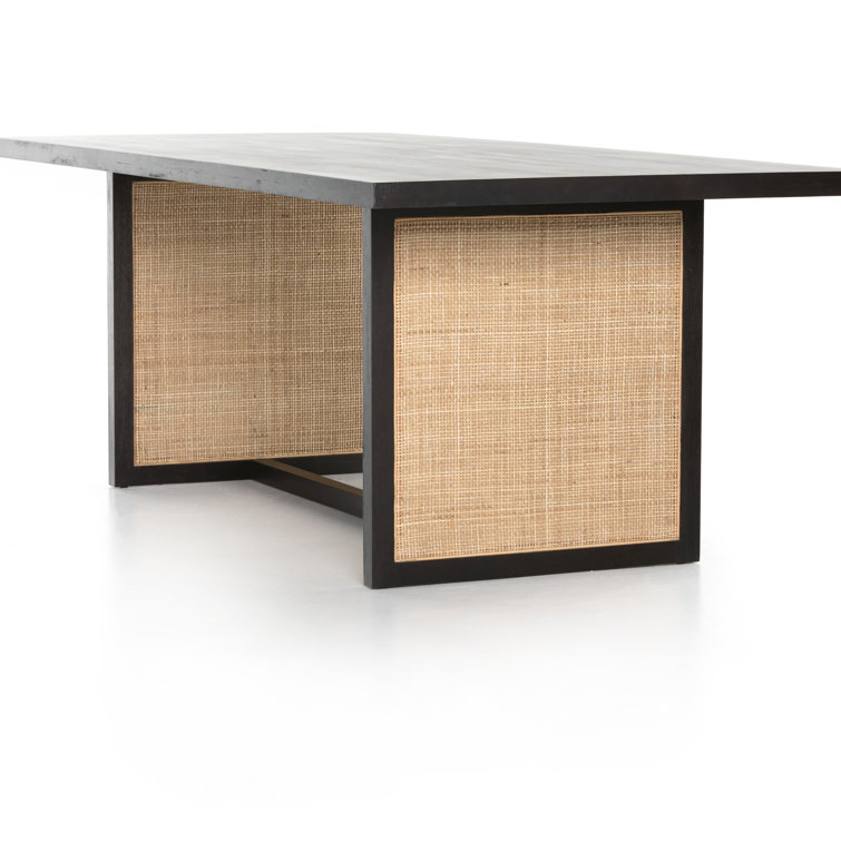 Clarita 84'' Black Mango & Natural Cane Contemporary Dining Table