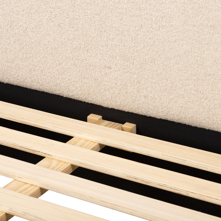 Lisbon Cream King Upholstered Bed with Slats and Headboard