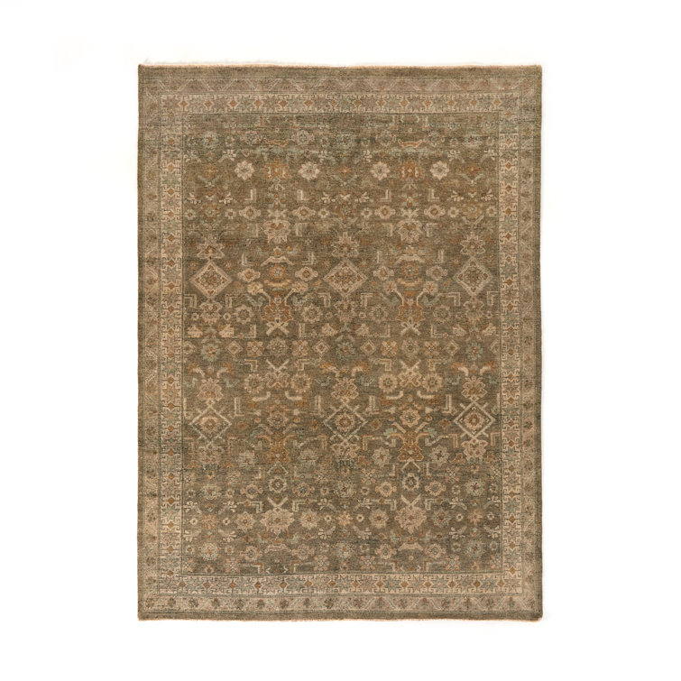 Gray Hand-Knotted Wool Rectangular 10' x 14' Rug