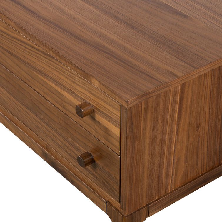 Daniella Campaign-Style 2-Drawer Natural Walnut Nightstand
