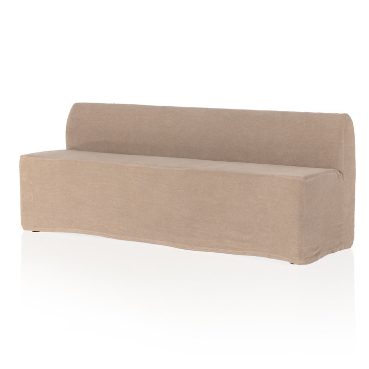 Canvas Linen Upholstered Dining Bench with Slipcover, 82"