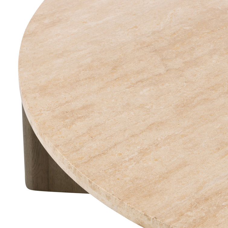 Contemporary Rustic Grey Oak & White Marble Round Coffee Table