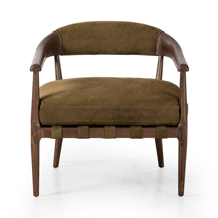 Cottswald Moss Nubuck Terra Brown Ash Wood Leather Chair