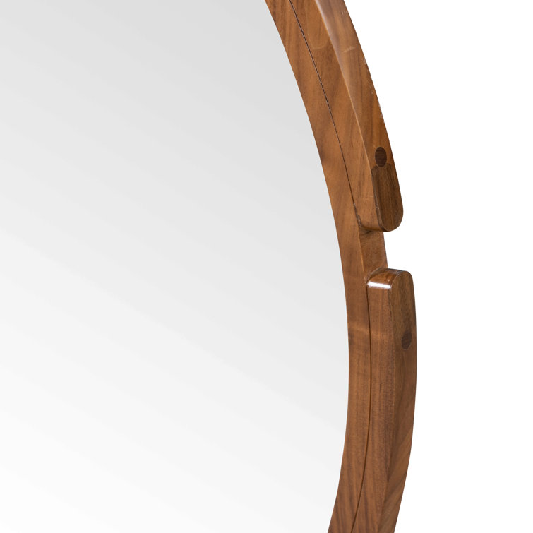 Jacobsen Walnut Wood Round Wall Mirror