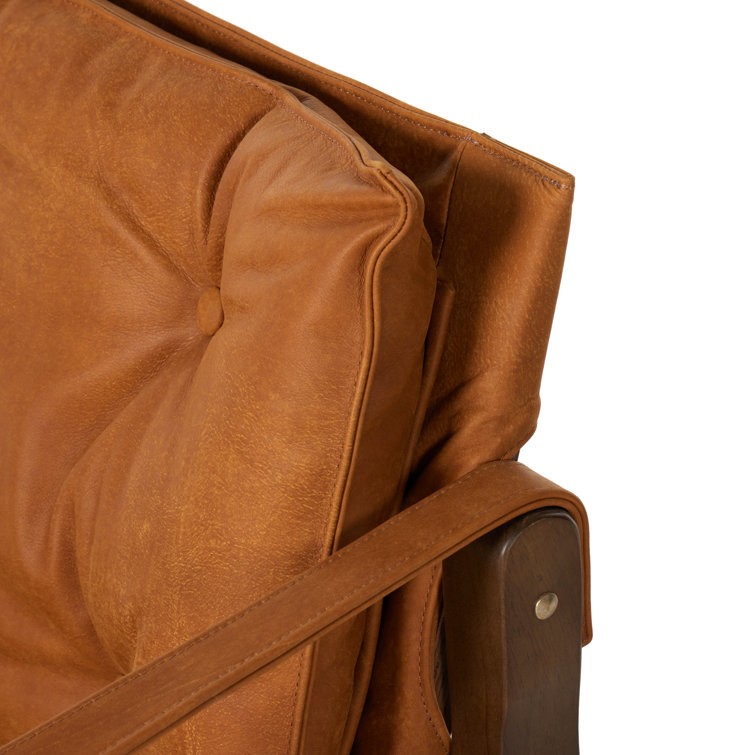 Kennison Cognac Leather Sling Accent Chair