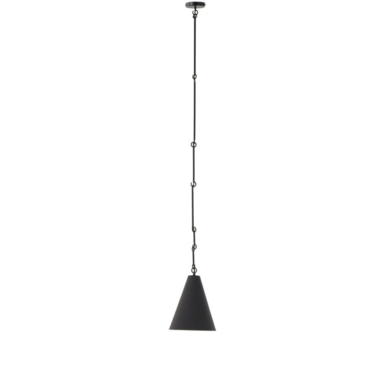 Matte Black 12" Pendant Light with Antiqued Iron Finish
