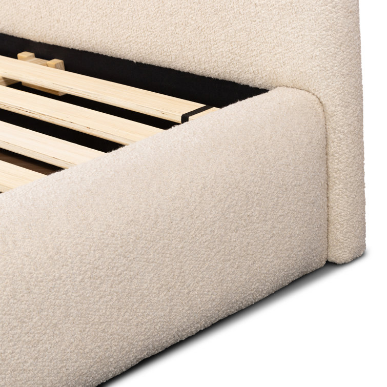 Lisbon Cream King Upholstered Bed with Slats and Headboard