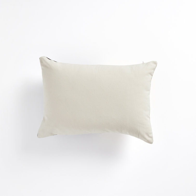 Handwoven Black and Beige Cotton Rectangular Throw Pillow 20" x 14"
