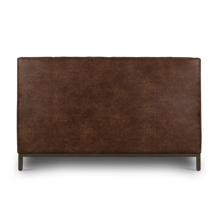 King Size Tobacco Tufted Upholstered Metal Frame Bed