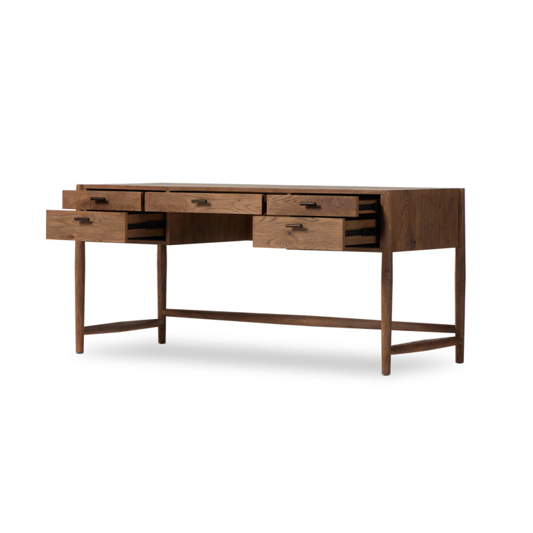 Rustic Weathered Oak Writing Desk with Drawers