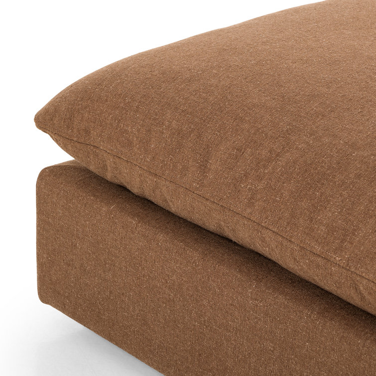 Brown Linen 4-Piece Sectional Sofa with Ottoman