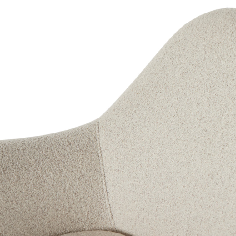Ivory Sheepskin and Oak Wood Vintage Accent Chair