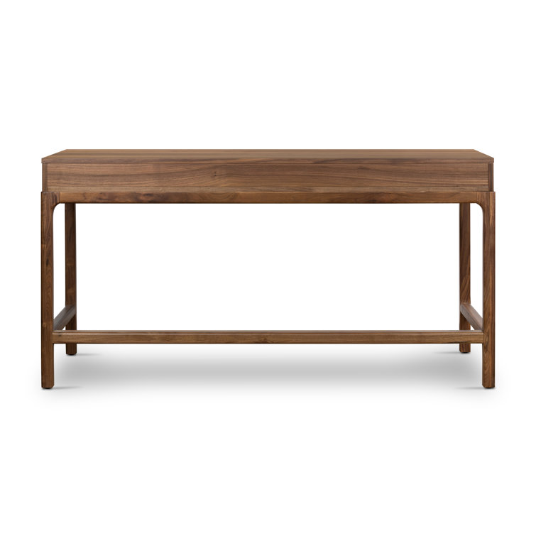 Daniella Modern Campaign Walnut Desk with Drawers - Brown