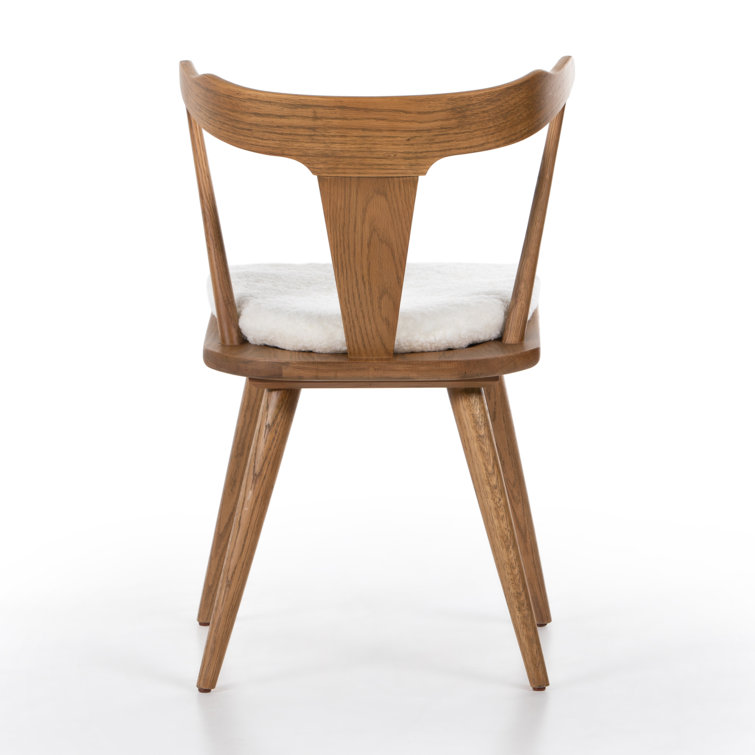 Sandy Oak Upholstered Slat Back Side Chair with Cushion