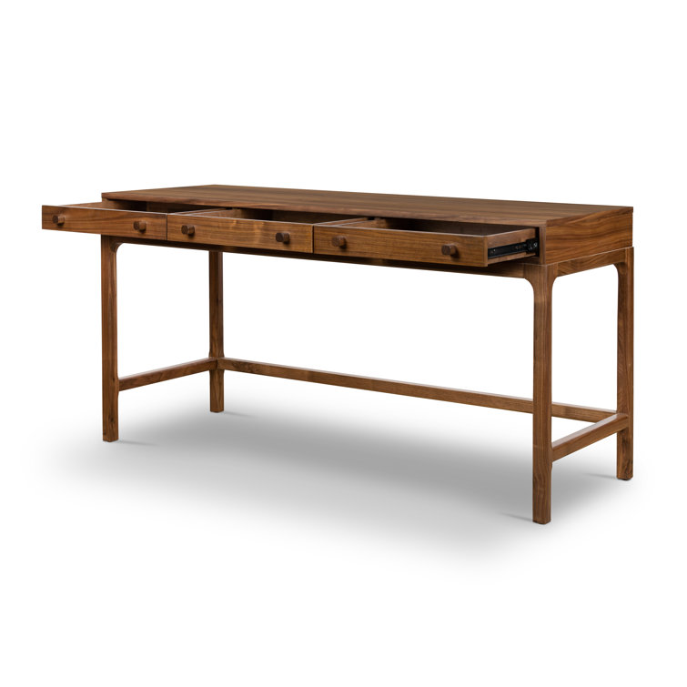 Daniella Modern Campaign Walnut Desk with Drawers - Brown