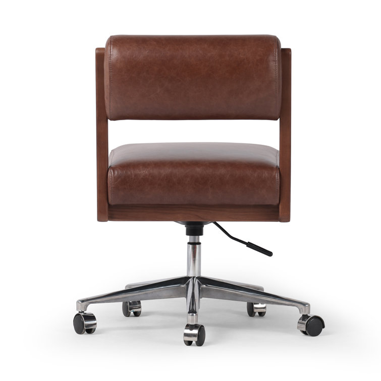Sonoma Coco Armless Leather Desk Chair with Wooden Frame