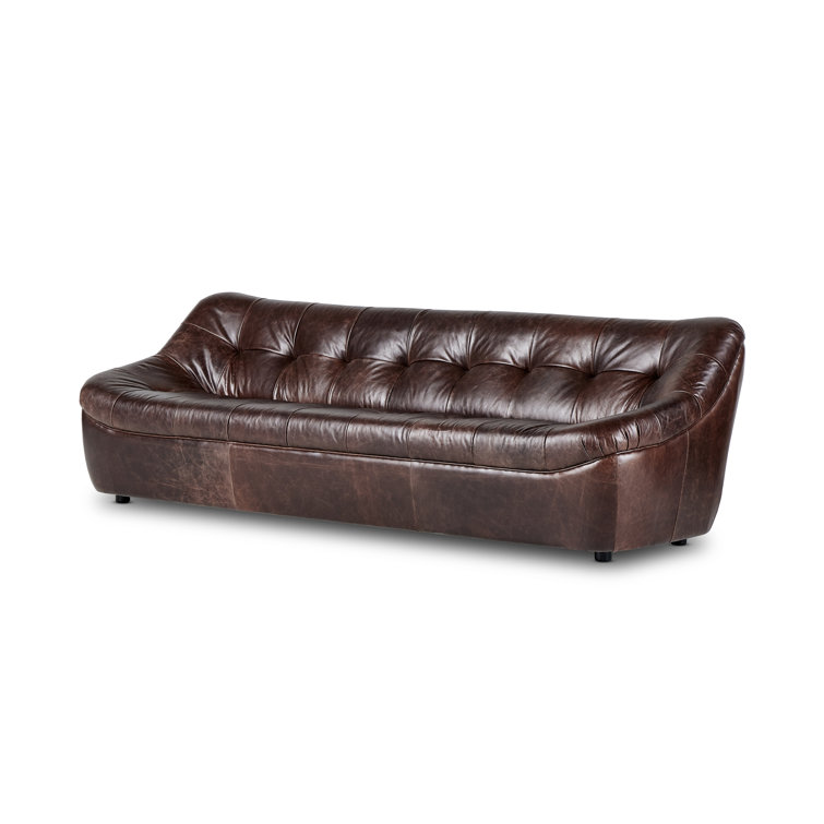 Farley Dark Brown Leather Tufted Armless Sofa