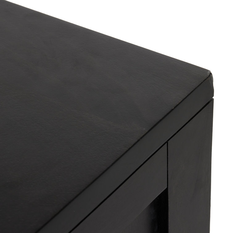 Silfa 98'' Black Mango Wood Sideboard with Arch Doors