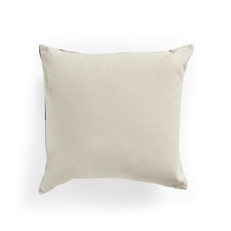 Merido Black and Beige Handwoven Cotton Square Throw Pillow