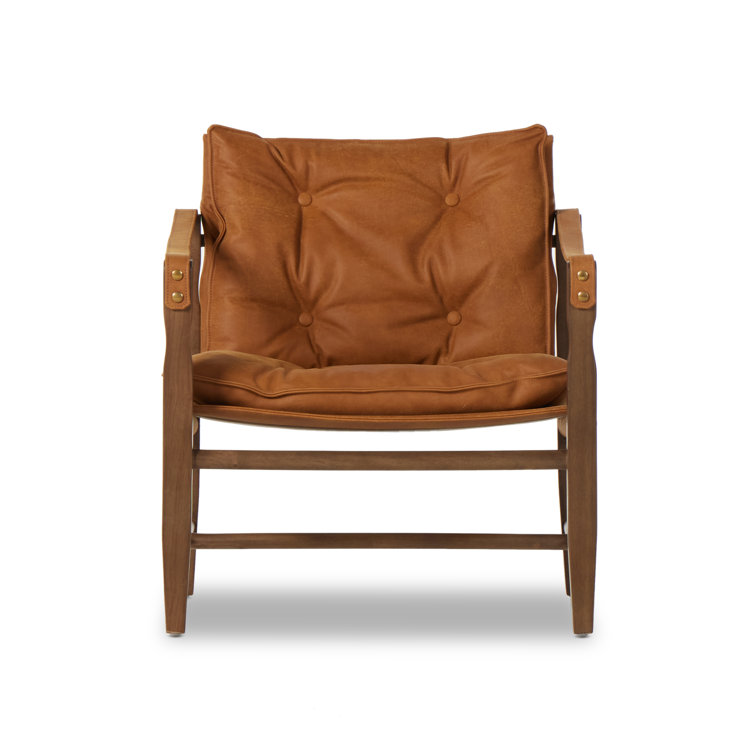 Kennison Cognac Leather Sling Accent Chair