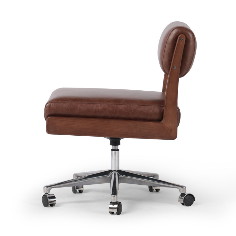 Sonoma Coco Armless Leather Desk Chair with Wooden Frame