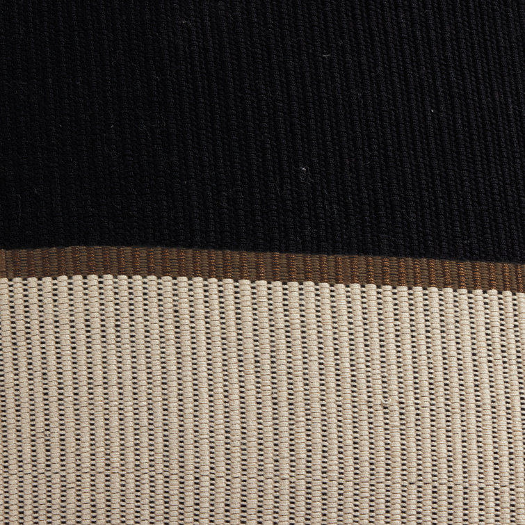 Merido Black and Beige Handwoven Cotton Square Throw Pillow