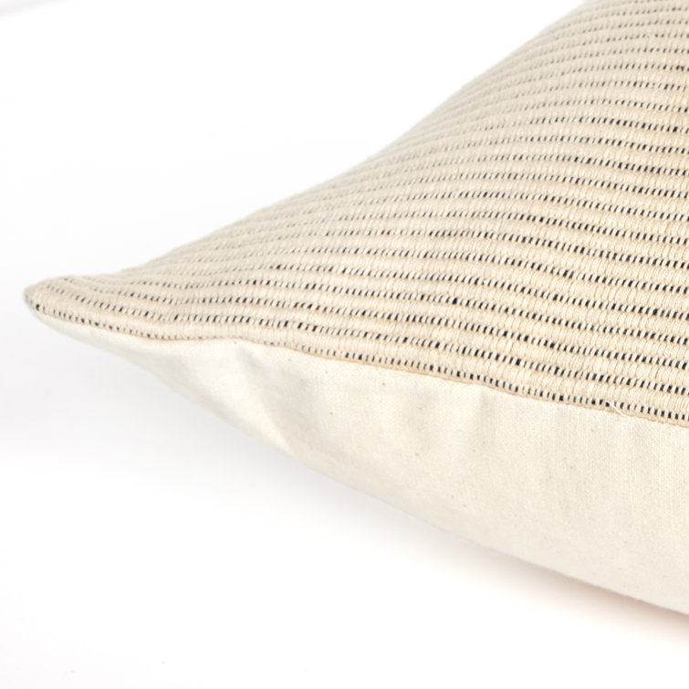 Handwoven Beige and Brown Cotton Square Pillow