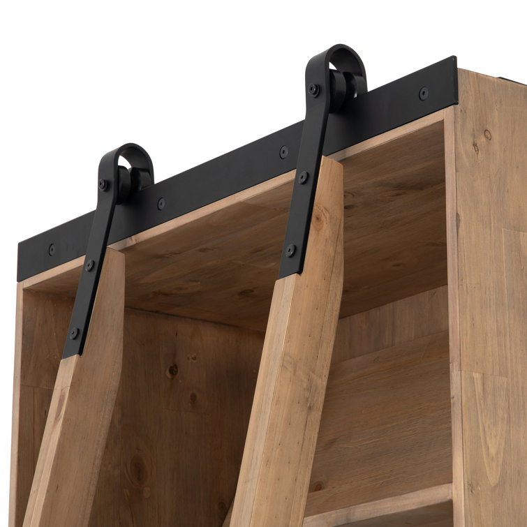 Smoked Pine Solid Wood Standard Bookcase with Ladder