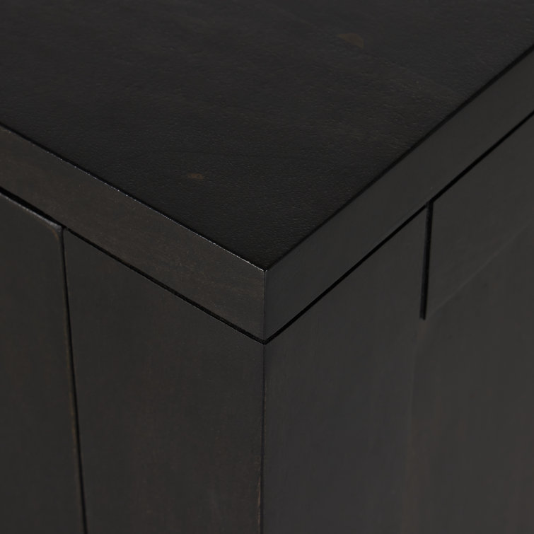 Silfa 98'' Black Mango Wood Sideboard with Arch Doors