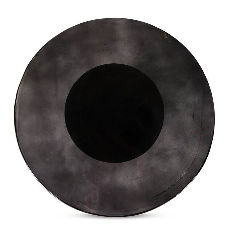 Rustic Brown Round Metal and Glass End Table