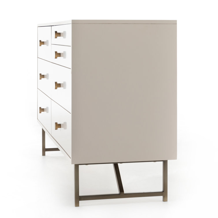 White Mid-Century Modern 7-Drawer Double Dresser