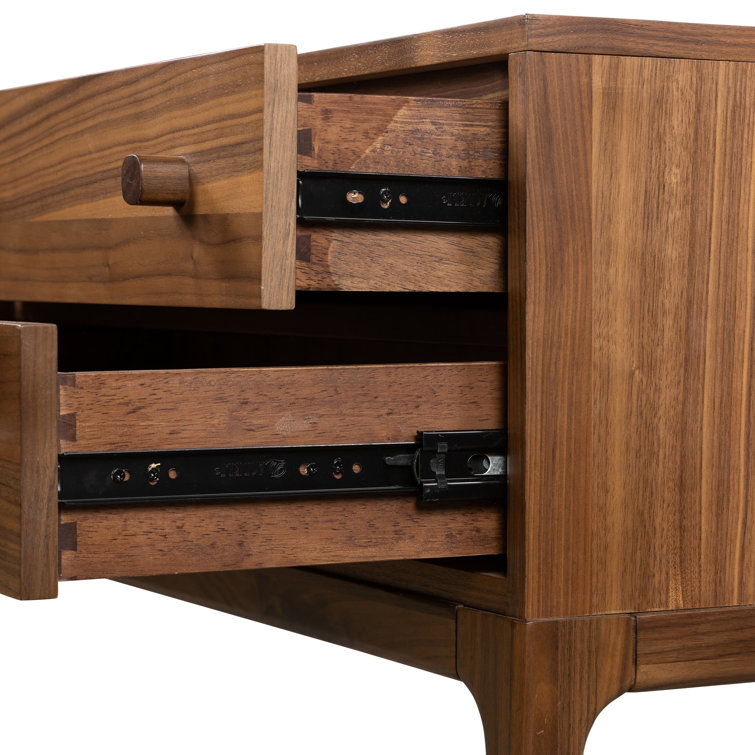 Daniella Campaign-Style 2-Drawer Natural Walnut Nightstand