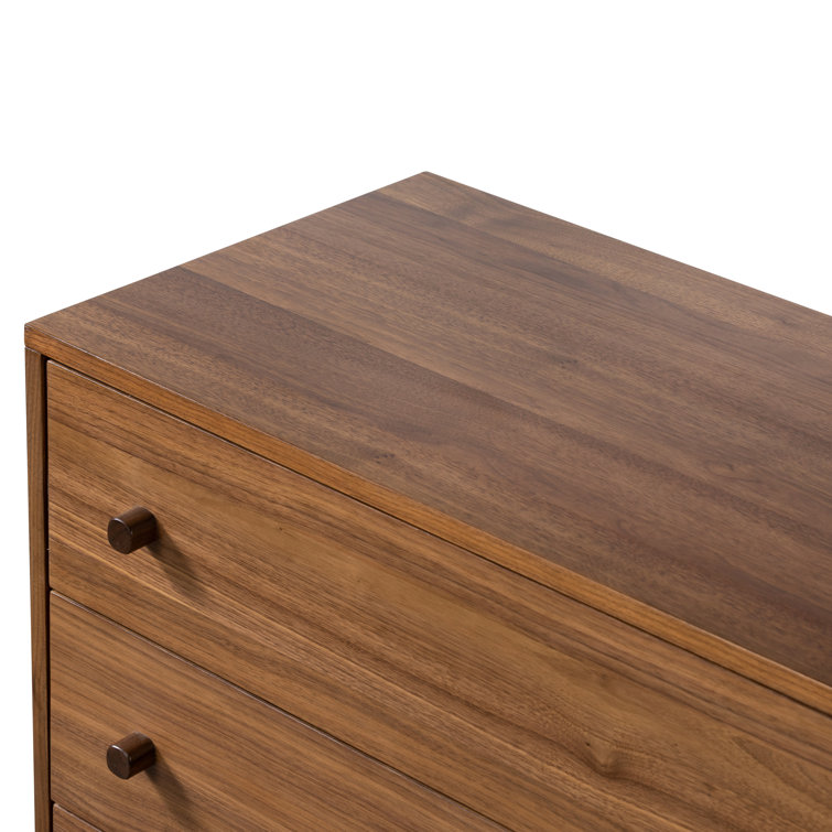 Walnut and Black 6-Drawer Double Dresser