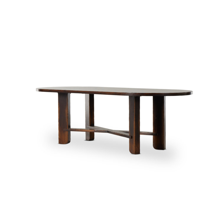 Distressed Walnut Oval Dining Table for Ten