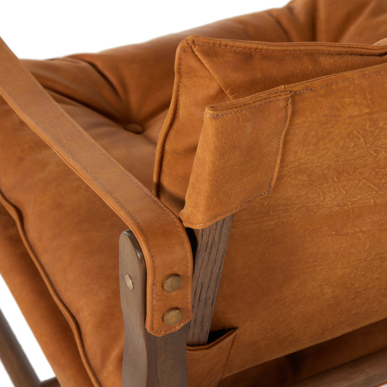 Kennison Cognac Leather Sling Accent Chair