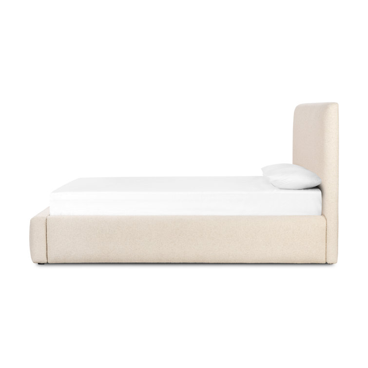 Lisbon Cream King Upholstered Bed with Slats and Headboard