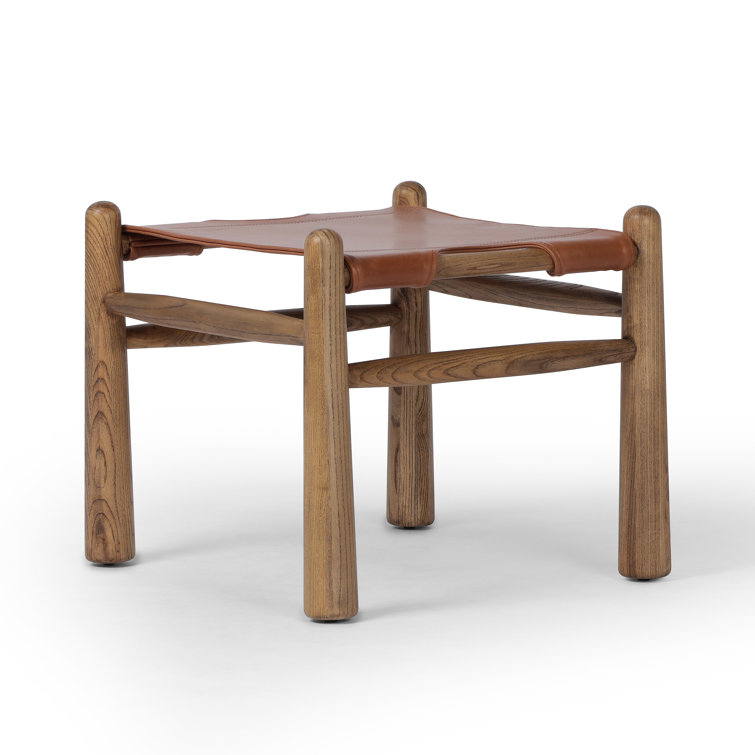 Dakota Tobacco Leather and Toasted Nettlewood Ottoman