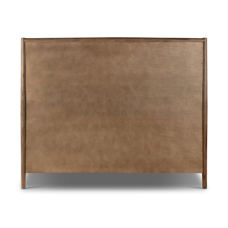 King Weathered Oak Upholstered Linen Bed with Headboard