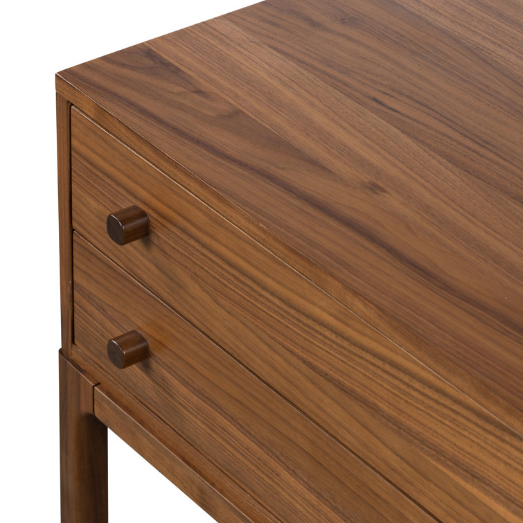 Daniella Campaign-Style 2-Drawer Natural Walnut Nightstand