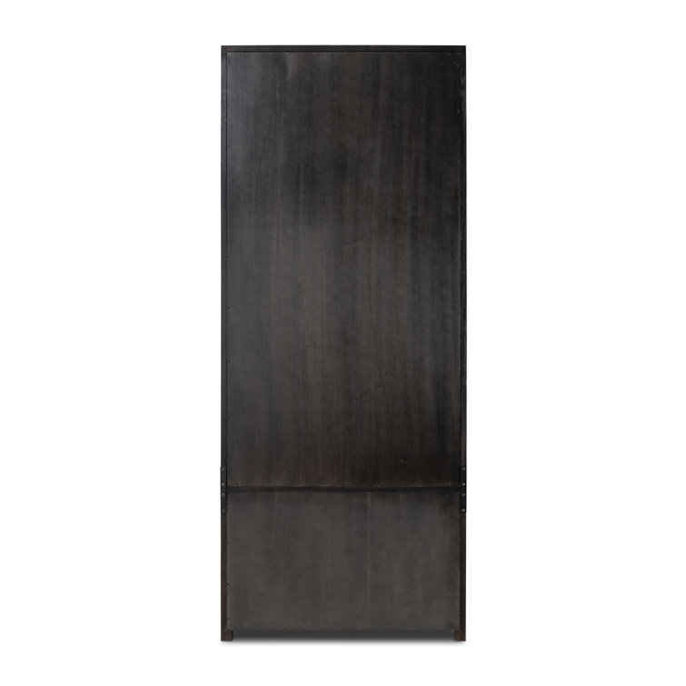 Adjustable Black Oak Ladder Bookcase with Glass Doors